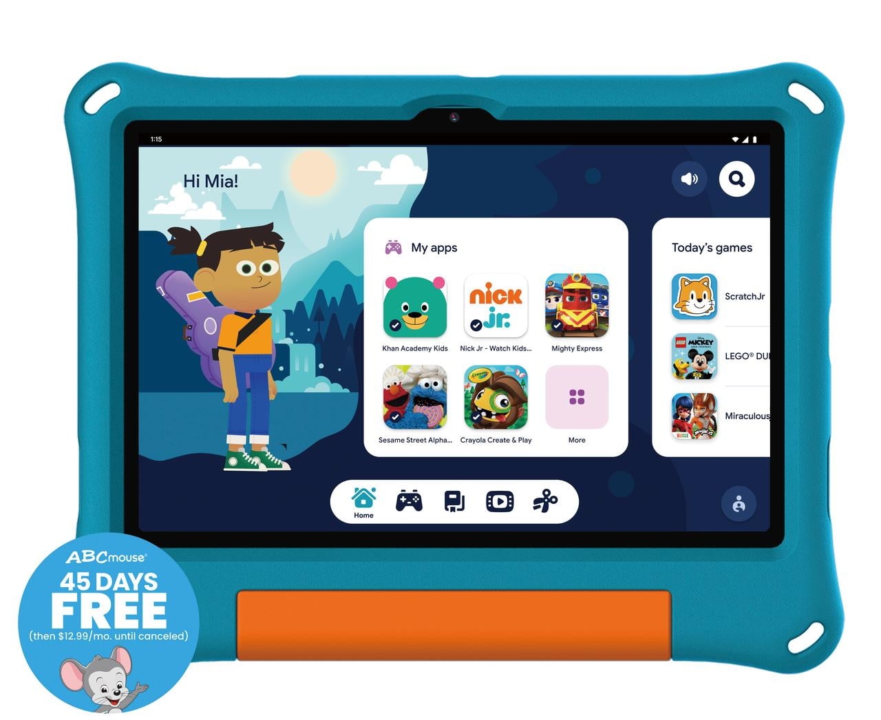 onn 10.1" Kids’ Tablet, 32GB, (2024 Model) - Aqua