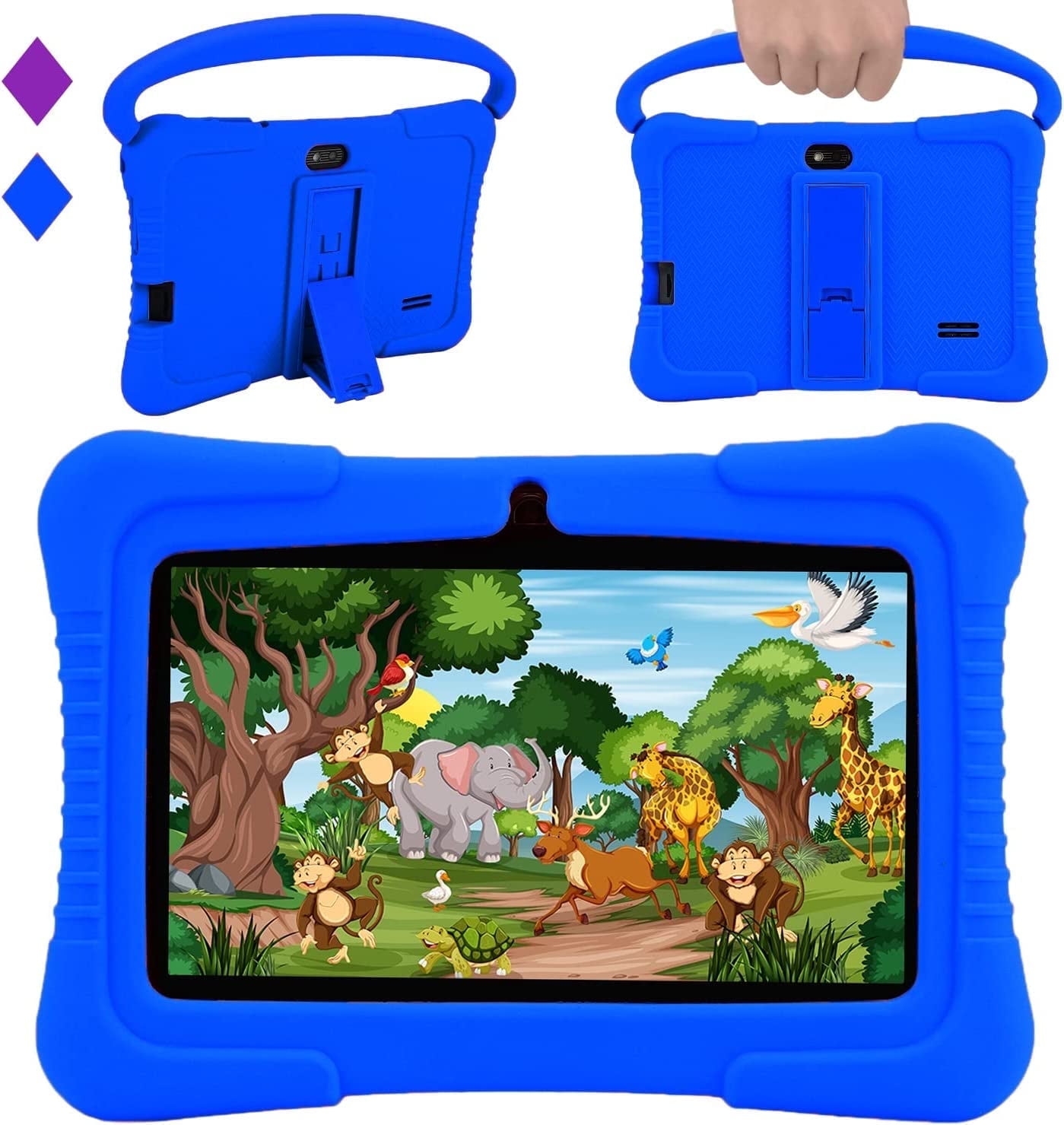Veidoo 7 inch Android Kids Tablet, 2GB RAM 32GB Storage, Learning Tablet for Children, WiFi, Bluetooth, Dual Cameras, Parental Control, Toddler Tablet with Silicone Case(Dark Blue)
