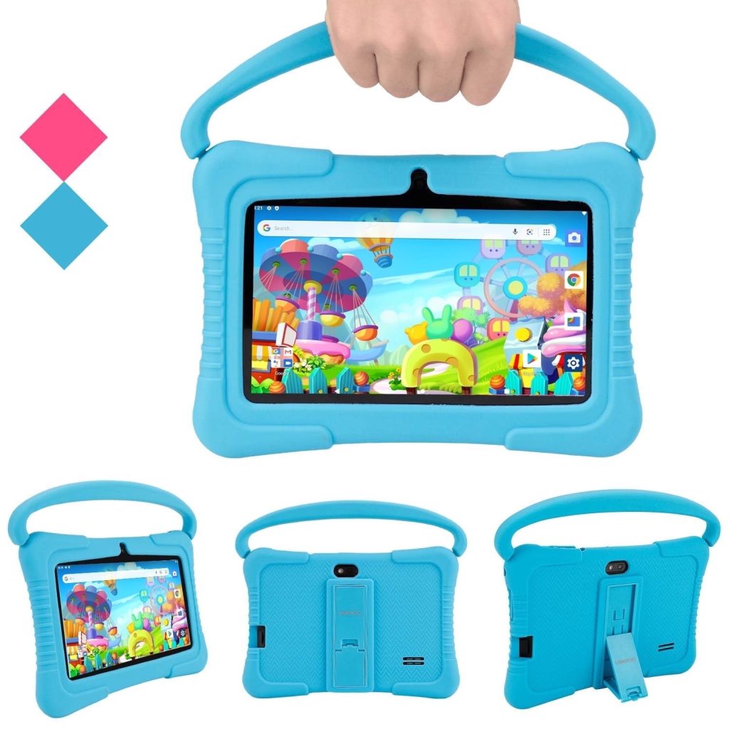 Veidoo Kids Tablet, 32GB Storage WiFi 7 inch Android Tablet for Toddler, 7'' IPS HD Display, Learning Tablet with IWAWA App, Children's Tablet with Silicone Case (Blue)