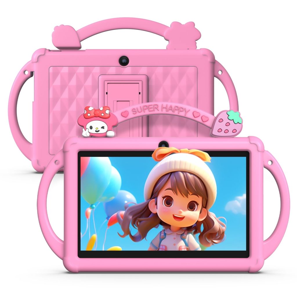 7 inch Kids Tablet, Tablet for Kids 4GB+32GB,1TB Expand, Android 13 Toddler Tablet with 3500mAh, Pink