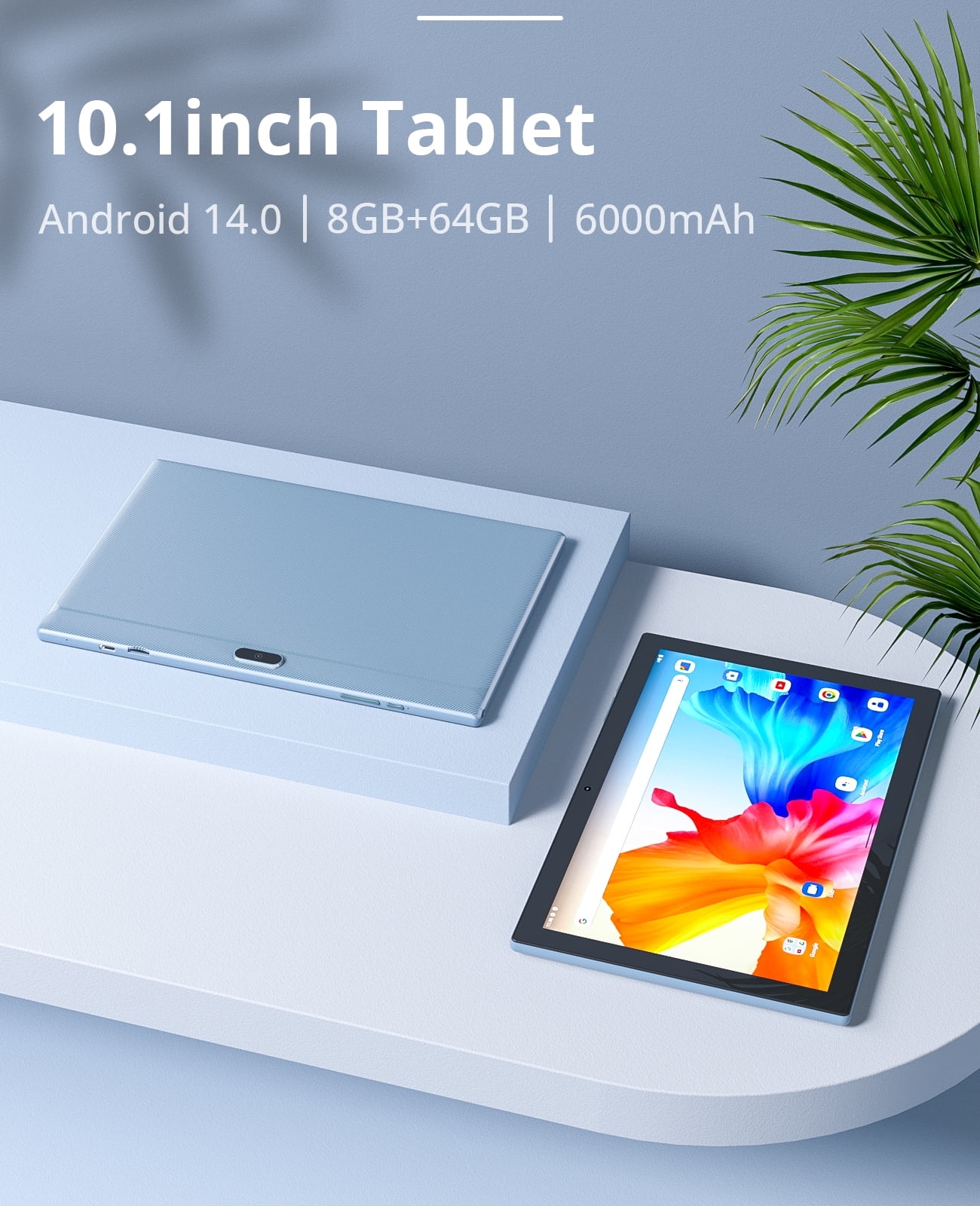 10 inch Tablet Android 14 Tablets, 8GB RAM 64GB ROM 512GB Expandable, Quad-Core Processor Tablet PC, 1280x800 IPS HD Touch Screen, 6000mAh Battery, 2MP+8MP Dual Camera, WiFi6, BT, Google GMS, Blue - Image 6