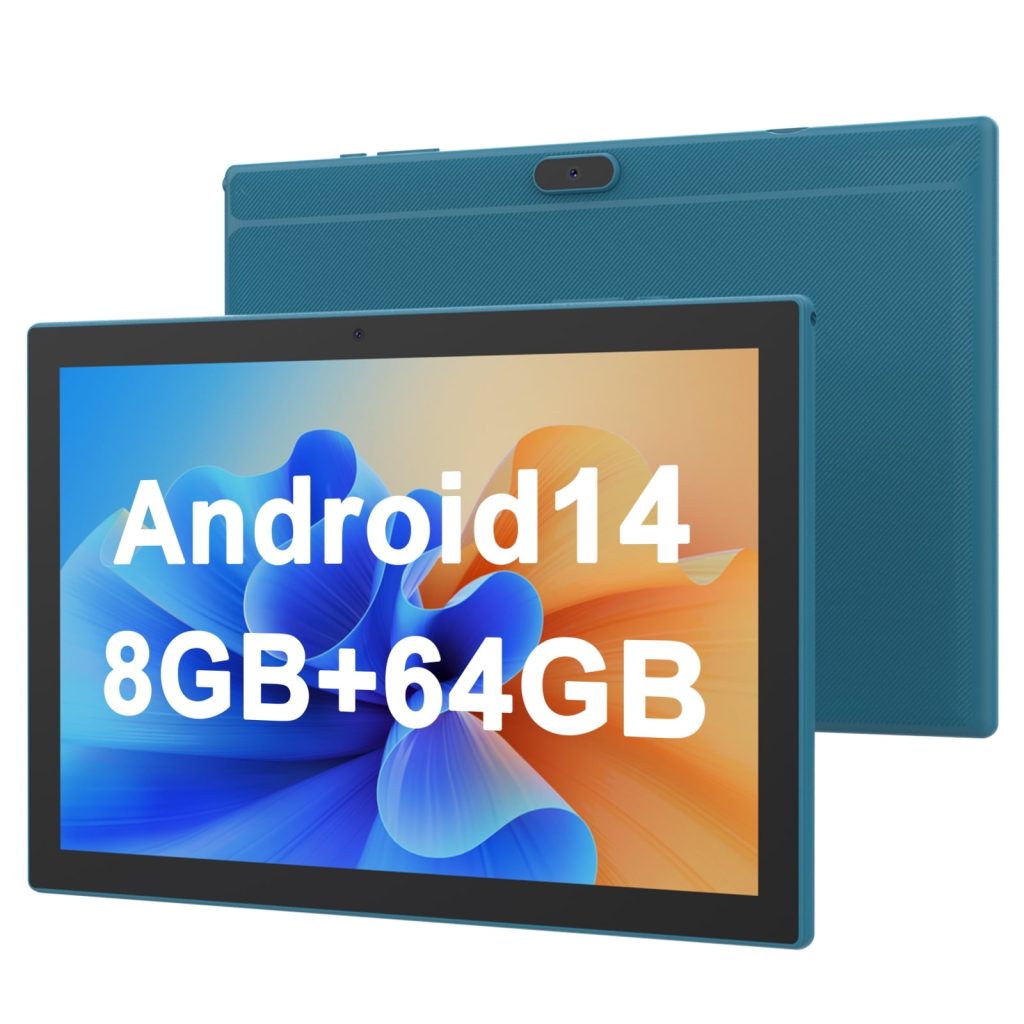 10 inch Tablet Android 14 Tablets, 8GB RAM 64GB ROM 1TB Expandable, Quad-Core Processor Tablet PC, 1280x800 IPS HD Touch Screen, 6000mAh Battery, 2MP+8MP Dual Camera, WiFi6, BT, Google GMS, Navy