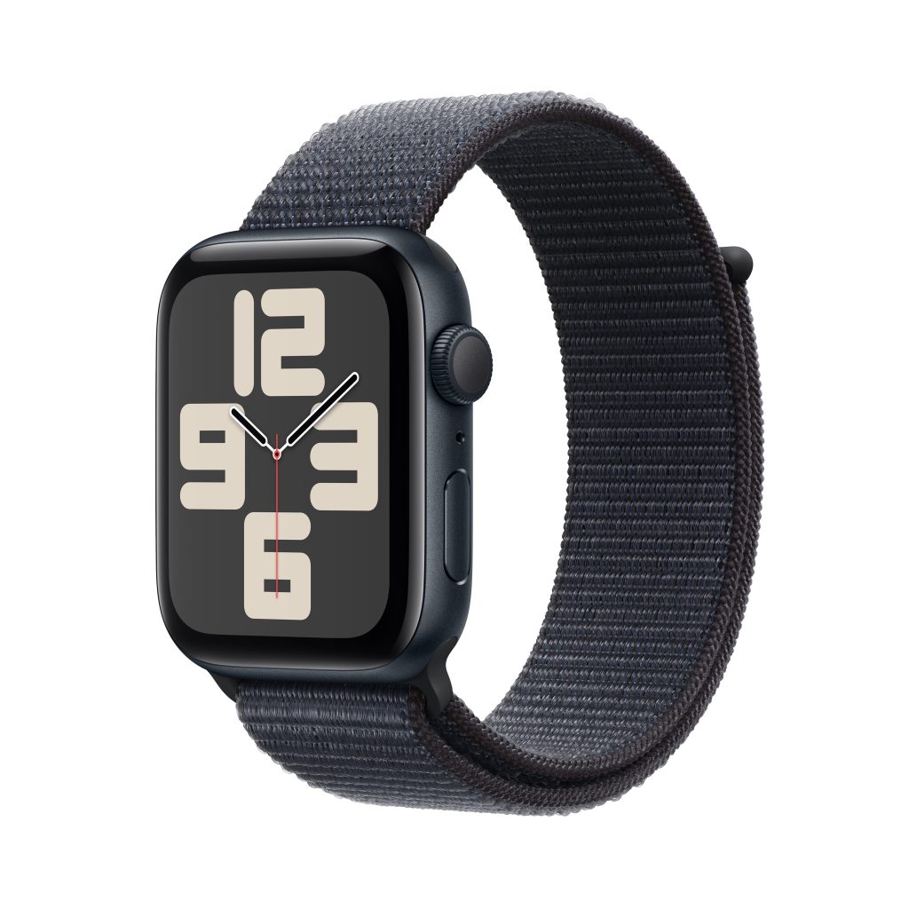 Apple Watch SE (2nd Gen) [GPS 44mm] Smartwatch with Midnight Aluminum Case with Ink Sport Loop