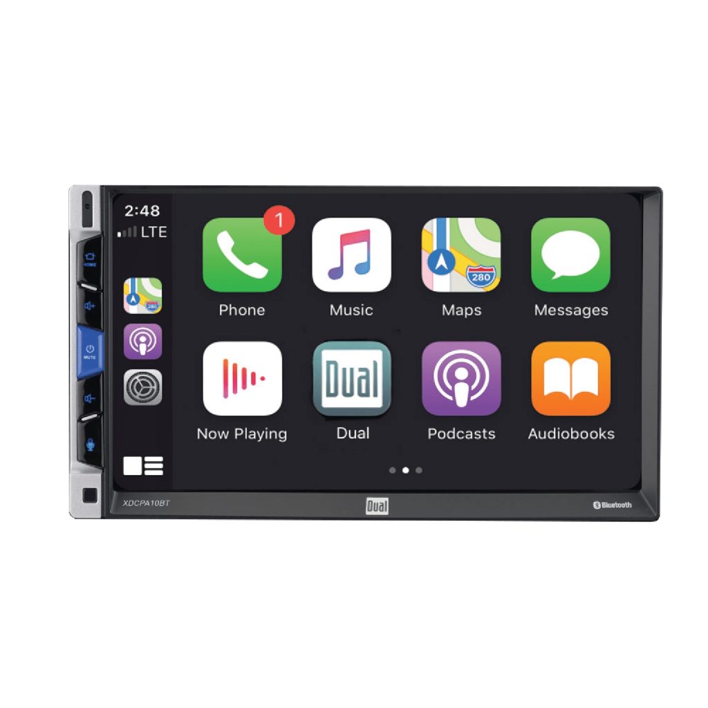 Dual Electronics 7" Touchscreen Car Stereo Receiver with Certified Apple CarPlay & Android Auto – Double DIN, Bluetooth, USB – XDCPA10BT (New)