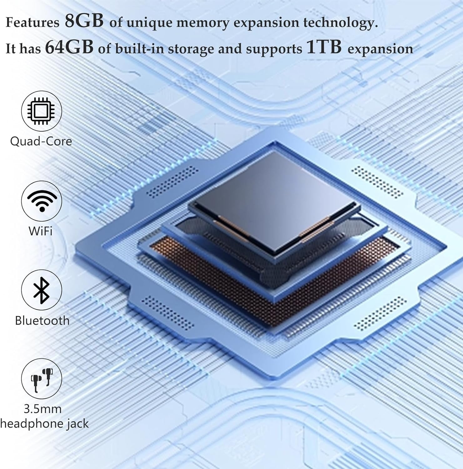 10 inch Android 13 Tablet, 8GB RAM+64GB ROM+512GB Expandable Computer Tablets PC, IPS Screen, 2+8MP Dual Camera, WiFi, BT, Google Certified Tablet - Image 9