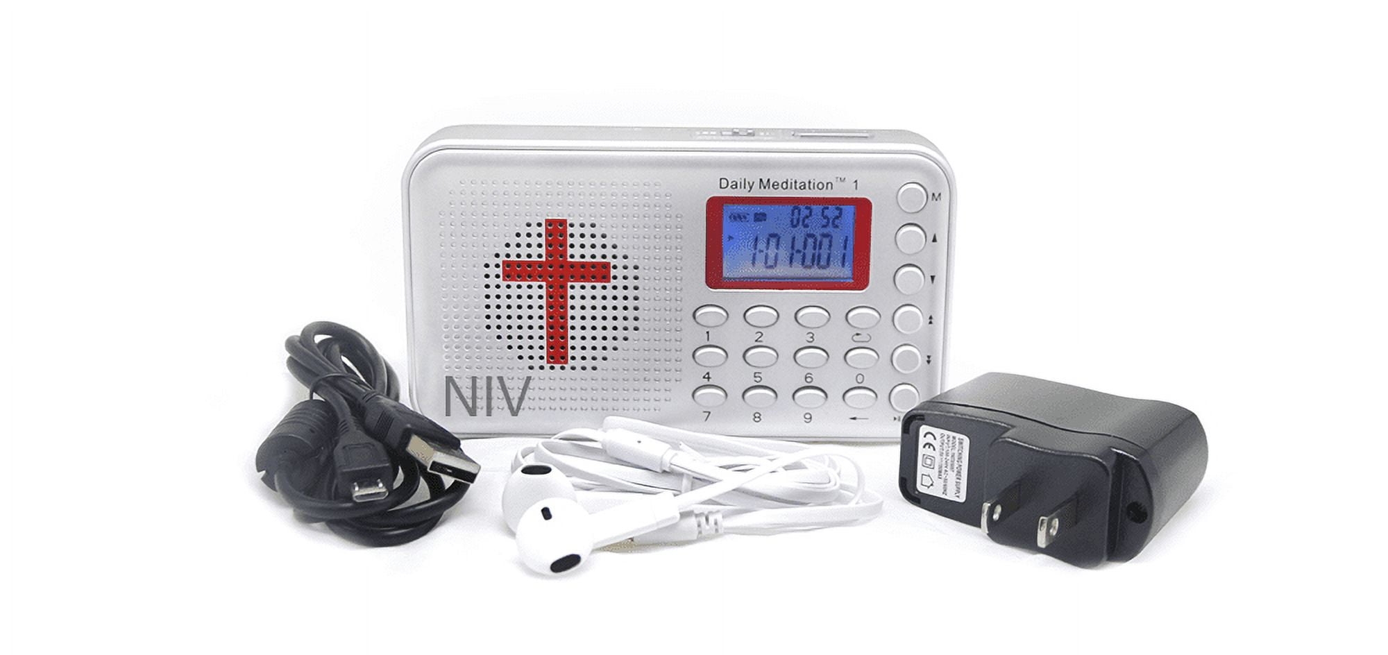 Daily Meditation NIV Audio Bible Player - New International Version Electronic Talking Bible with Charger and earphone