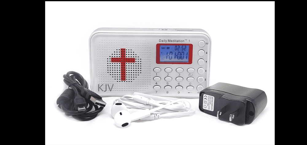 Daily Meditation KJV Audio Bible Player - King James Version Electronic Talking Bible with Charger and Earphone
