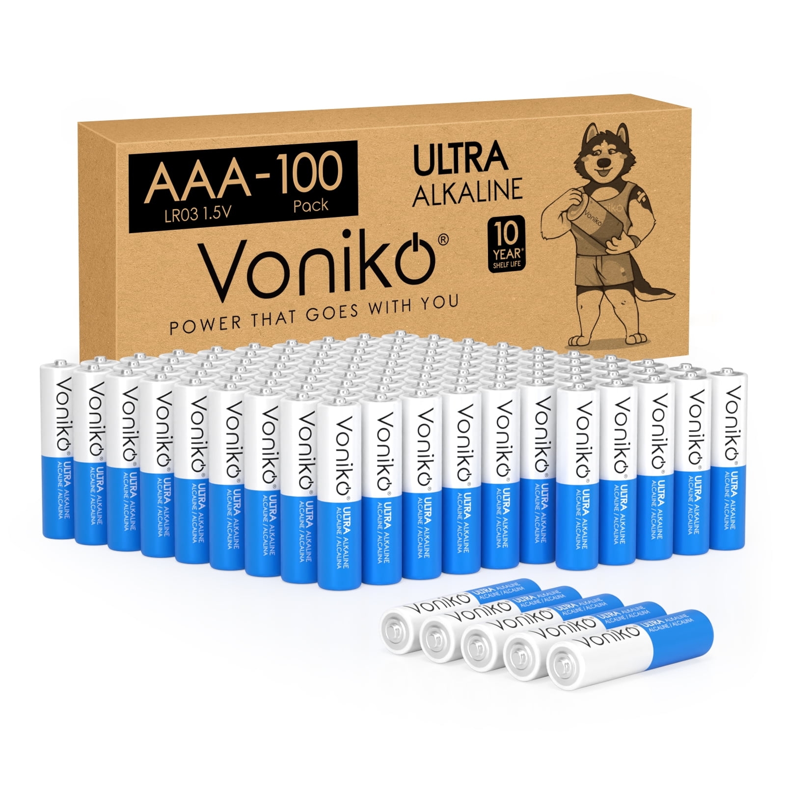 Voniko Alkaline AAA Batteries 100 Pack, 1.5 Volt Triple AAA Battery for Electronic Devices